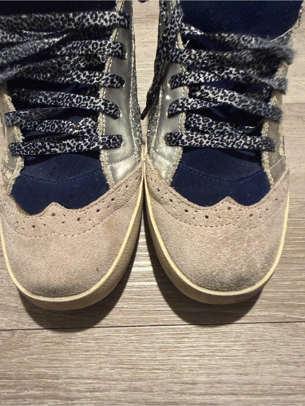 Golden Goose mid star beige/ navy sneakers size 40